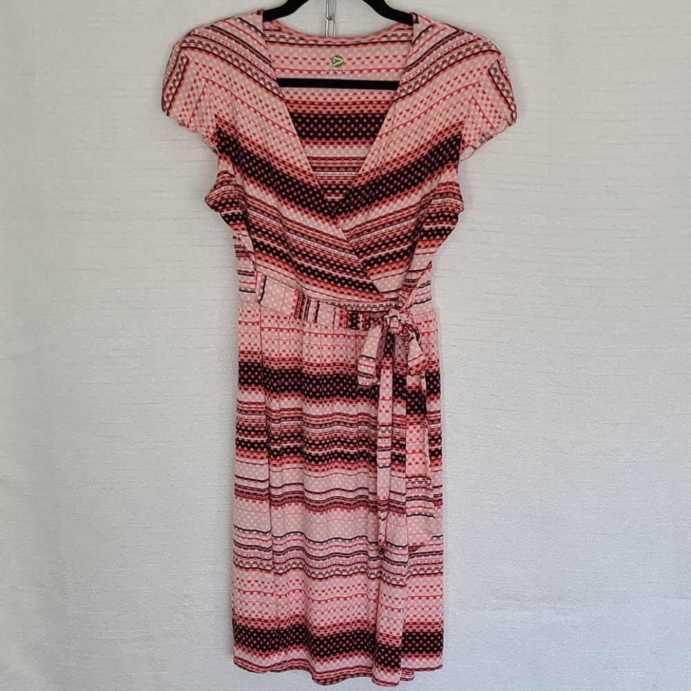 Dakini Short Sleeve Active Wrap Dress Tie Pink S